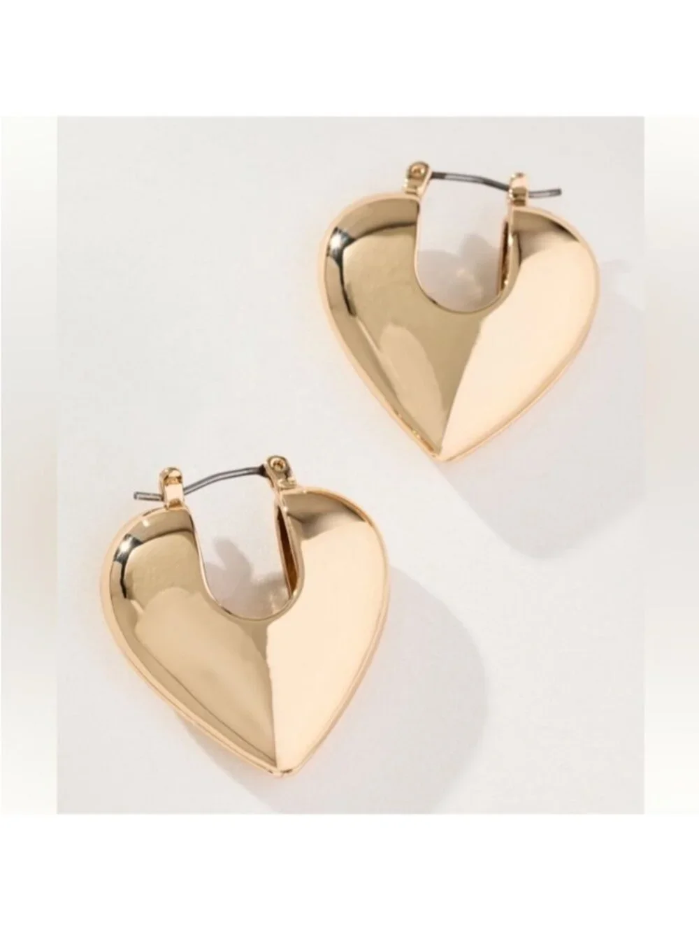 New! Anthropologie Gold Plated Puffy Huggie Heart Earrings (3011) NWT